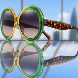 High Quality Oversized Chunky Retro Yellow/Green And Brown Sunglasses